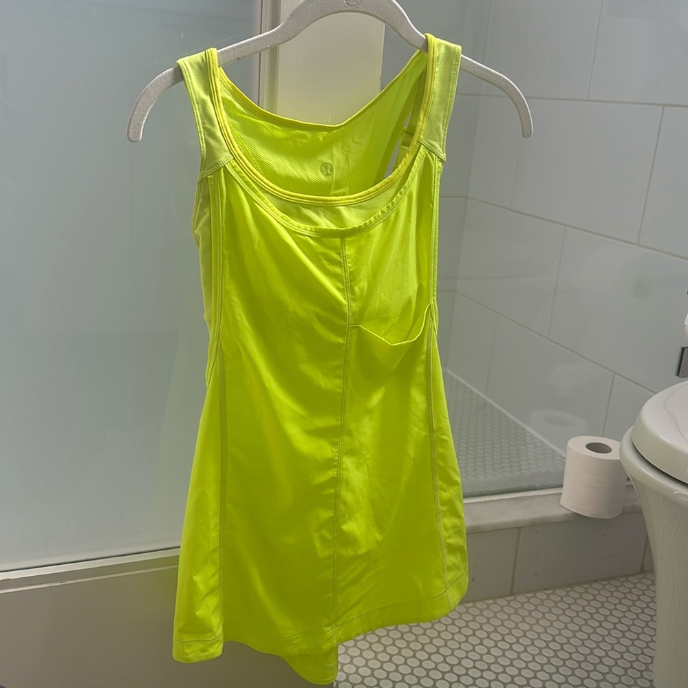 LULULEMON ATHLETICA bright yellow tank top with built in sports bra